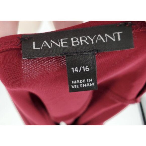 Lane Bryant Long Sleeve Top Womens V Neck Back Soft Maroon Red Size 14/16 - Picture 6 of 8